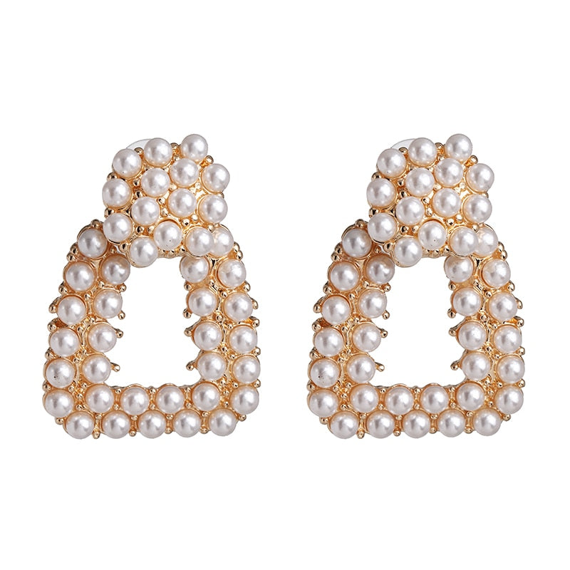 AVEURI  Pearl Earring For Women Gold Color Crystal Beaded Drop Earrings Trendy Jewelry Statement Earrings Brincos Gift