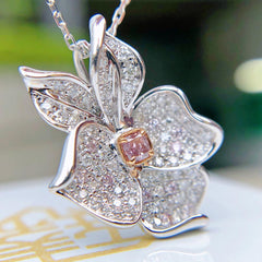 HOYON Encrusted Argyle Pink Princess Square Diamond Flower Pendant Color Treasure Jewelry Source