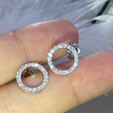Aveuri  Fashion Versatile Dazzling Circle Stud Earrings with Crystal Cubic Zirconia Minimalist Earrings for Teens Women's Jewelry