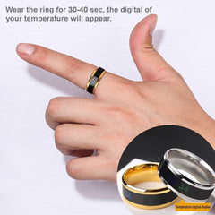 Smart Sensor Body Temperature Ring Stainless Steel Fashion Display Real-time Temperature Test Finger Rings