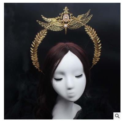 DIY Material package Gothic Halo Crown Headband Gorgeous Vintage Church Mary Baroque Tiara Headwear Lolita Virgin Headpiece