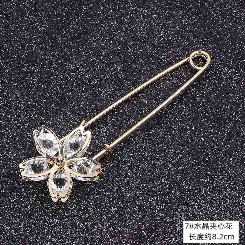 Lapel Pin Women Simulated-Pearl Pendant Pins Crystal Rhinestone Brooch For Woman Scarf Buckle Clips Hat Clothes Multipurpose Pin