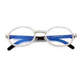 Aveuri Fashion Small Round Diamond Sunglasses Men New Luxury Transparent Clear Lens Women Oval Crystal Wood Glasses Rhinestone oculos