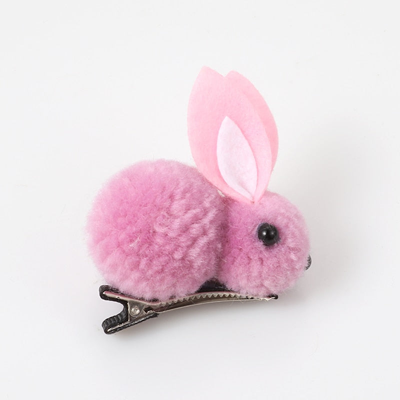 Back to school 2024 AVEURI Cute Hair Ball Rabbit Hair Clip Girl Plush Rabbit Ears Hair Clip 3D Plush Rabbit Hair Accessories Korea Simple Girl Headdress