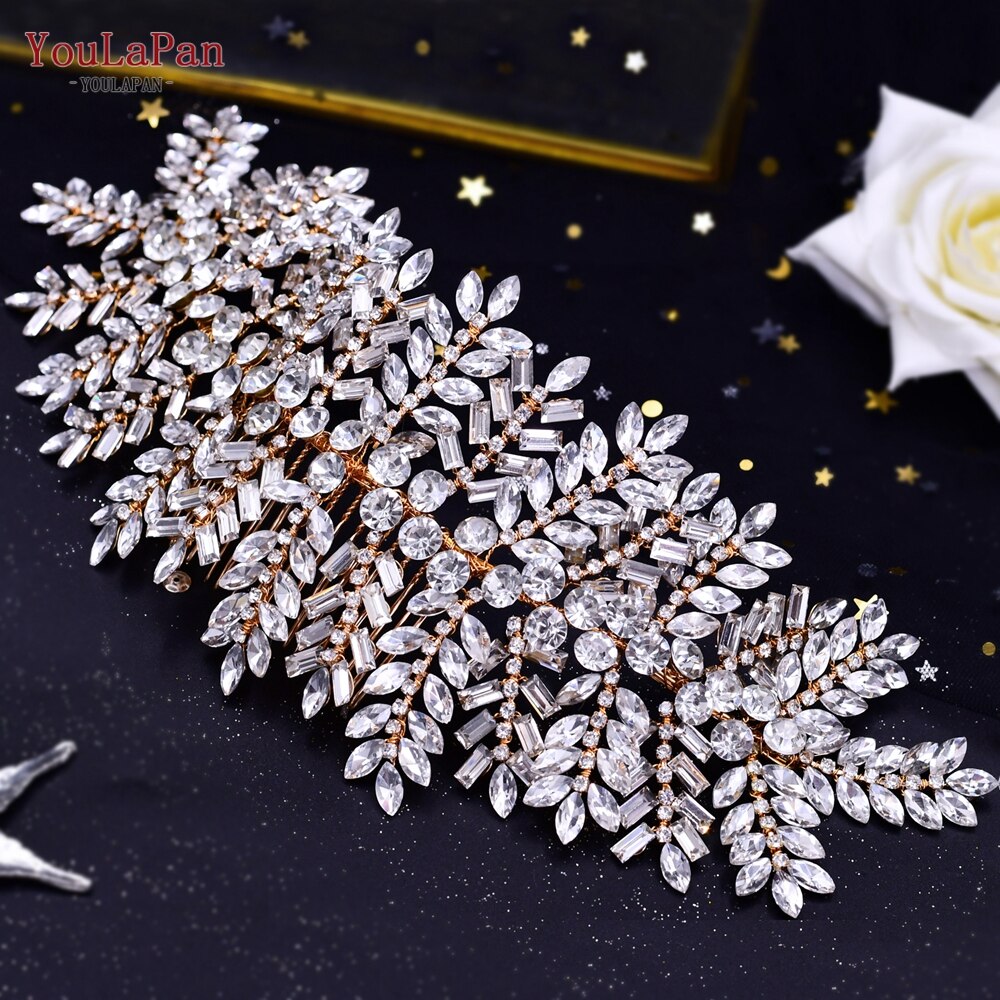 Aveuri HP240 Artificial Wedding Hair Accessories Exquisite Bridal Floral Headbands Wedding Big Crown For Bride Tiara Headwear