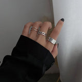 Aveuri 3 Pcs Punk Open Ring Set for Women Hiphop Joint Finger Rings Geometric Rings Party Fashion Jewelry AM6054