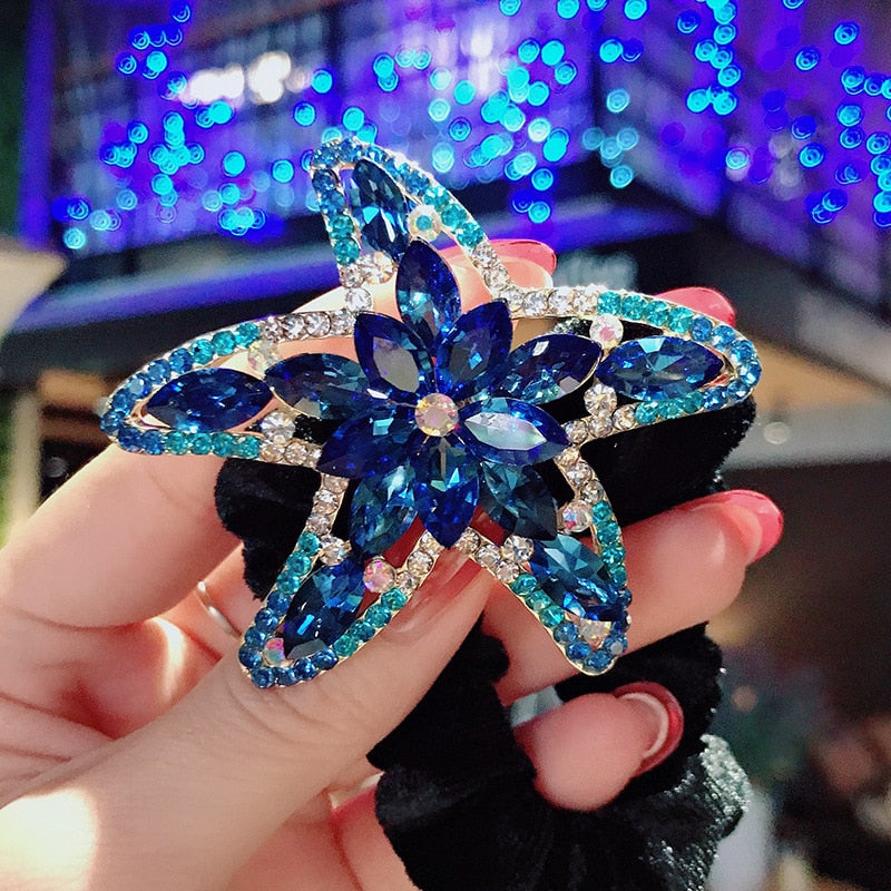 Aveuri Ball Head Rhinestone Starfish Tie Hair Large Intestine Ring New Adult Flannel Metal Hair Ring Headdress