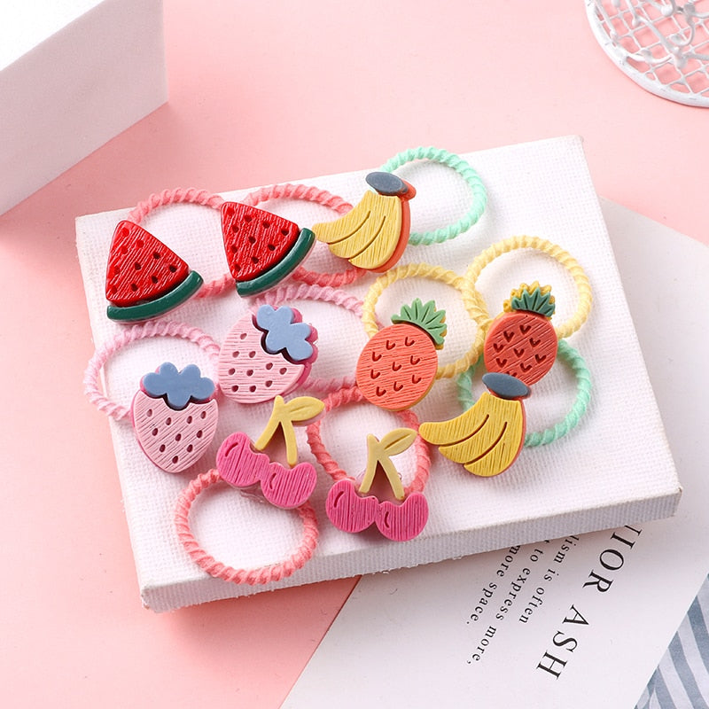 Back to school 2023 AVEURI 10PCS/Set Cute Cartoon Animals Hair Bands Girls Elastic Rubber Band Headwear Hair Accessories Kids Headband Ornaments Gift