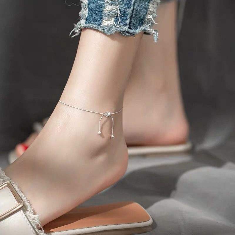Fashion New 925 Sterling Silver Snake Chain Adjustable Bow Knot Anklets Women Fine Jewelry Cute Accessories Gift