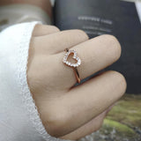Aveuri Rings For Women Girls Sweet Romantic Cute Heart Zircon 3 Color Wedding Party Daily Finger Rings Fashion Jewelry R916