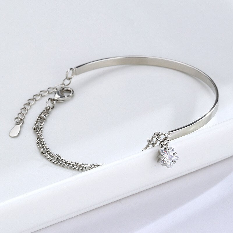 Christmas Gift alloy Double layer Star Charm Bracelet & Bangle For Women Christmas Party Jewelry sl121