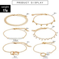 Tocona Bohemian Gold Tassel Bracelets for Women Boho Jewelry Geometric Leaves Beads Layered Hand Chain Charm Bracelet Set 9143