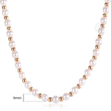 prom accessories prom accessories Aveuri Graduation gifts Elegant 6mm 10mm Big White Imitation Pearl Chain Necklace for Women Girls 585 Rose Gold Fashion Wedding Jewelry Gift 55cm CN33