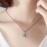 Christmas Gift alloy New Woman Fashion Jewelry High Quality Zircon Hollow Heart Pendant Necklace Length 45CM