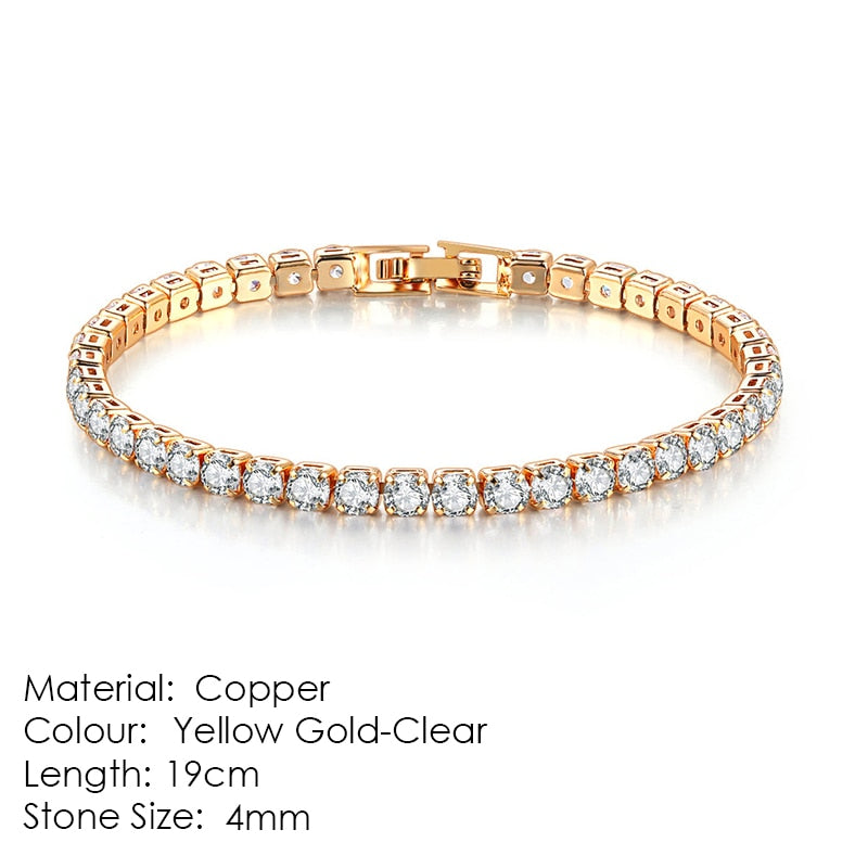 Aveuri Tennis Bracelets For Women Simple Luxury Round Gold Color Bangle Chain Wedding Girl Gift Wholesale Jewelry H074