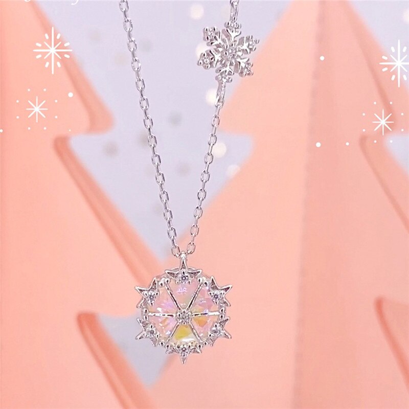 Christmas Gift Snowfake Charm Pendant Choker Korean Necklace For Women Statement Wedding Christmas  Jewelry dz593