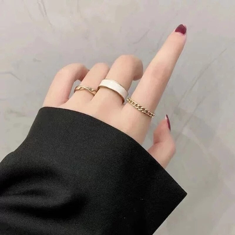 Aveuri Christmas Gift Women Gold Twist Pearl Pearl Rings Set Fashion Geometric Hollow Crystal Ring For Women Heart Joint Rings Boho Jewelr Accessories