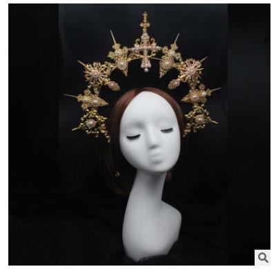 DIY Material package Gothic Halo Crown Headband Gorgeous Vintage Church Mary Baroque Tiara Headwear Lolita Virgin Headpiece