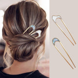 Aveuri Back to school Fashion Metal Hair Sticks For Women Shell Hair Clip Pins Minimalist U Shape Girls Hairpins Hair Bun Maker Headwear