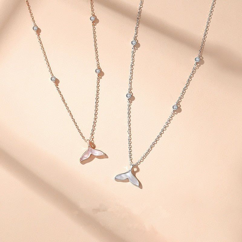 Christmas Gift Zircon Round Bead Shell Mermaid Charm Pendant Choker Necklace For Girl Women Statement Wedding Jewelry dz830