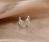 Christmas Gift Piercing Double Row Sqaure Charm Hoop Earring For Women Wedding Earing Jewelry Accessories eh313