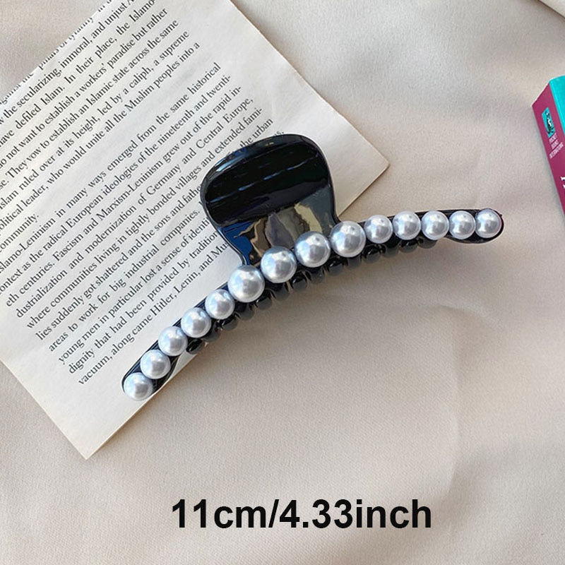 Aveuri Back to school New Elegant Pearl Hair Claws Woman Hair Clip Hairpins Hair Accessories Girls Hair Crab Headwear Hairgrip Fashion Barrettes