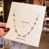 Christmas Gift New simple temperament web celebrity light luxury titanium steel lucky grass necklace female collarbone chain
