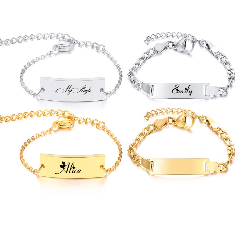 Engrave Custom Baby Bracelet Stainless Steel Birthday Name Personalized Gift for Girl Boy Children Nameplated Bracelet Wristband