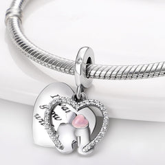 plata charms of ley Silver Color Couple Heart Charms Fit Original Pandach Bracelet Necklace Women Fashion Fine jewelry Gift New