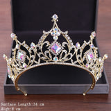 Aveuri Vintage Baroque Queen Tiara Diadem Gold Wedding Crystal Rhinestone Crown Tiaras Bridal Hair Jewelry Wedding Hair Accessories