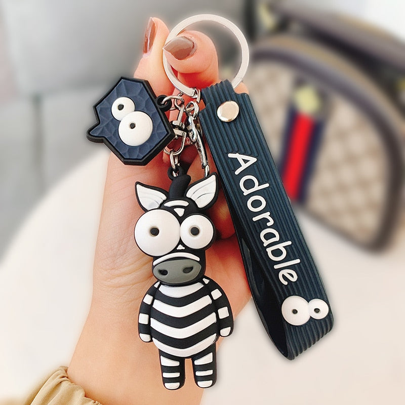 Aveuri Cute Zebra Doll Pendant Key Chain Cartoon Cute Car Key Chain Ring Student Bag Pendant