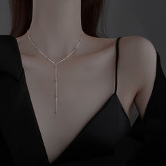 Christmas Gift New Simple O-chain Shiny Long Tassel Pendant Dating Necklaces Gift For Women Fine Accessories NK118