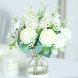 Aveuri White Artificial Flowers Silk Rose Home Wedding Decoration Living Room DIY Crafts High Quality Fake Flowers Big Hybrid Bouquet