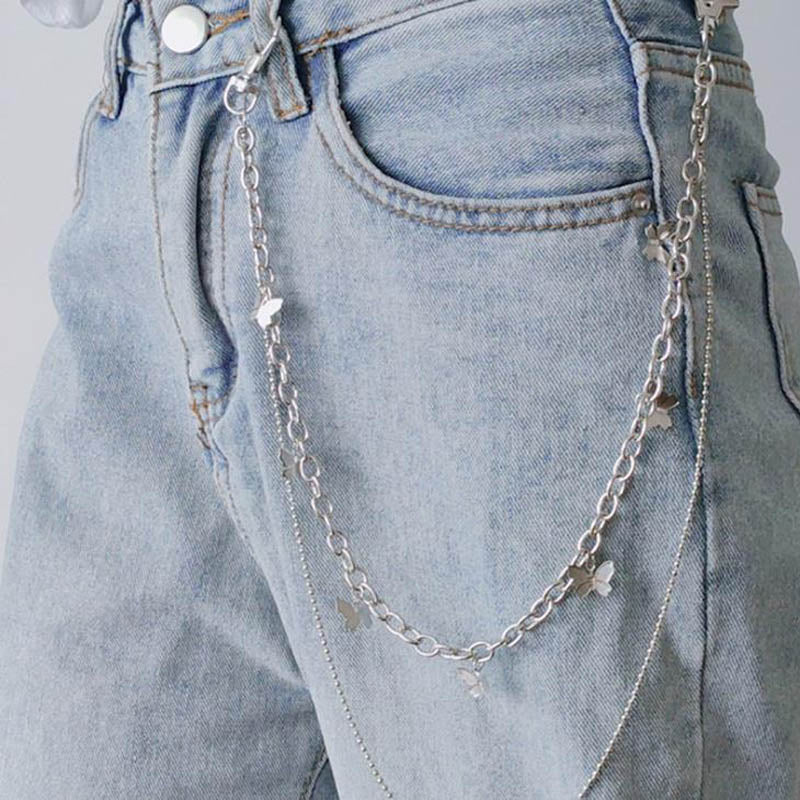 Star Pendant Keychain for Women Pant Jeans HipHop llaveros Punk Rock Trousers Chains Street Key Chain Hipster sleutelhanger