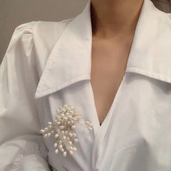 Vintage Exaggerated Elegant Pearl Flower Brooch Pin For Women Girls Wedding Bouquet Fashion Jewelry Coat Accessories Brooches