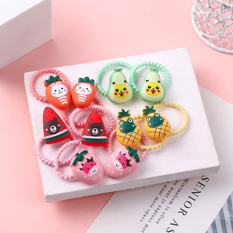 Back to school 2023 AVEURI 10PCS/Set Cute Cartoon Animals Hair Bands Girls Elastic Rubber Band Headwear Hair Accessories Kids Headband Ornaments Gift