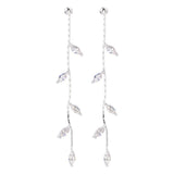 Hot New Silver Needle Willow Leaf Earrings Female Fashion Jewelry   Temperament Simple Long Tassel Earrings For Women Gift