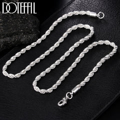 Aveuri Alloy 16/18/20/22/24 Inch 4mm Twisted Rope Chain Necklace For Women Man Fashion Wedding Charm Jewelry