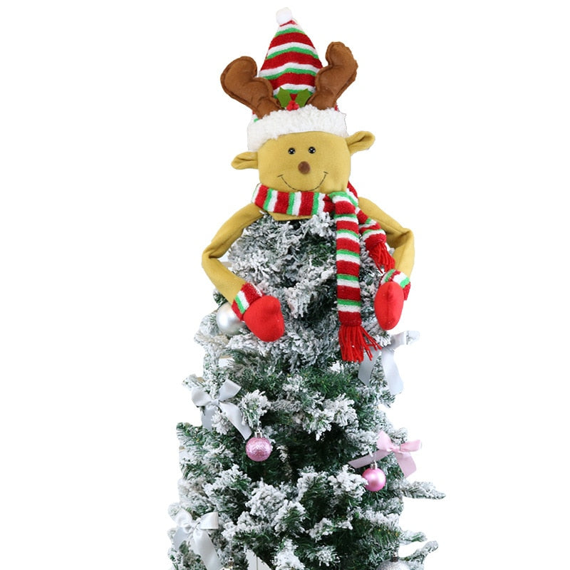 Christmas Gift Christmas Tree Top Star Santa Claus Snowman Ornaments Xmas Felt Christmas Tree Hat Pendant Merry Christmas Decor For Home 2021
