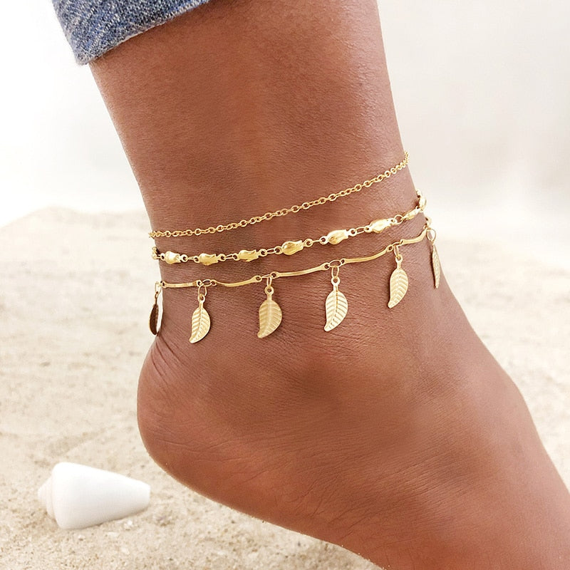 Stainless Steel Women Chain Anklet Summer Chevron Snake Chain Link Ankle Foot Bracelet Gift for Her