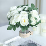 Aveuri Pink Artificial Flowers Wedding Silk Peony Bride Bouquet High Quality White Rose Fake Flower Home Decoration Craft Accessories