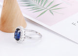 Christmas Gift With Certificate Princess Cut 3.2ct Created Blue Sapphire Ring Original Charms Engagement Jewelry Rings For Women