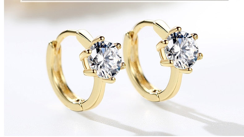 Aveuri Versatile Gold Hoop Earrings for Women Cartilage Septum Piercing Earing Imitation transparent stone Jewelry Korean Accesorios E094