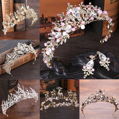 Aveuri Christmas Gift Luxury Silver Color Rhinestone Wedding Tiara Crown Pearl Queen Diadem Bride Crown Headpiece Wedding Hair Accessories Tiara