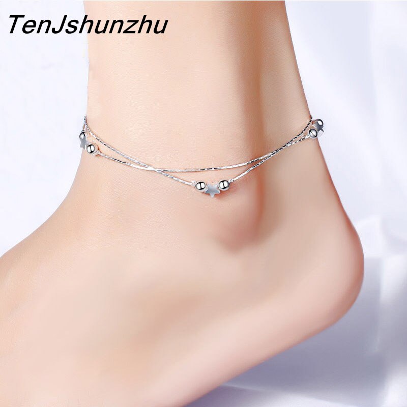 Christmas Gift New Fashion Star Bead Double Chain Anklets Simple Personality Creative High Quality Jewelry Gifts