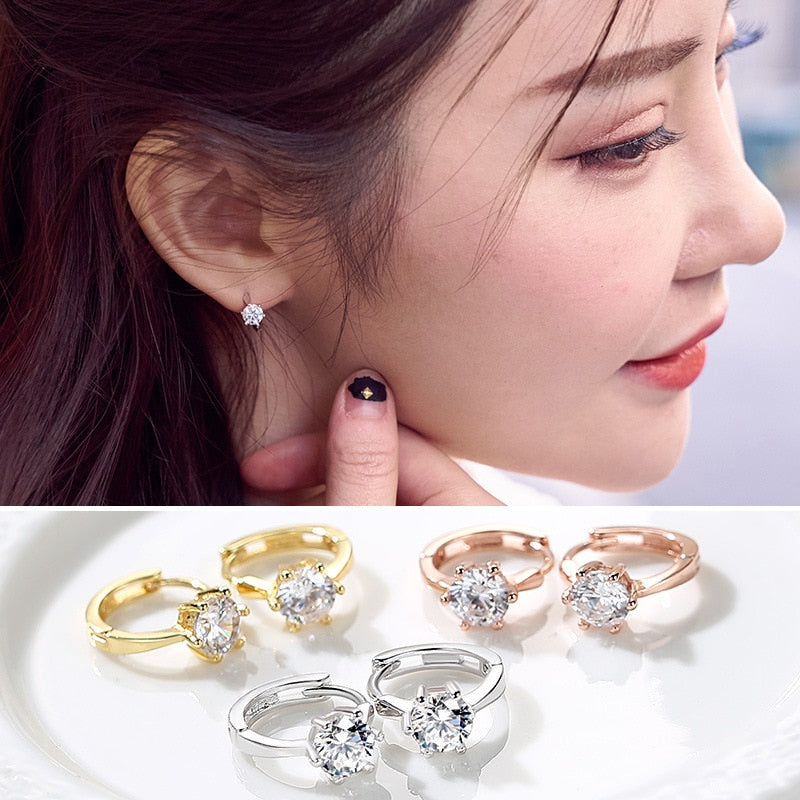 Aveuri Versatile Gold Hoop Earrings for Women Cartilage Septum Piercing Earing Imitation transparent stone Jewelry Korean Accesorios E094