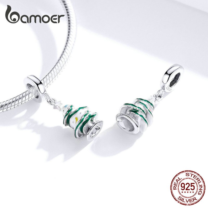 Jewelry Christmas Tree with Snow Pendant Charm fit Original Women Bracelet Festival Collection Jewelry SCC1356