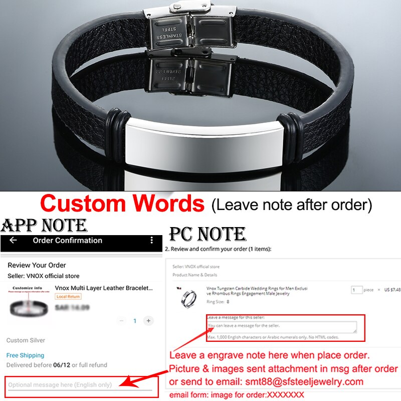 Vnox Multi Layer Leather Bracelets for Men Women Customizable Engraving Stainless Steel Casual Personalized Bangle