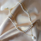 Aveuri 2023 New Fashion Kpop bead Choker Necklace Cute Double Layer Chain Pendant For Women Jewelry Girl Gift