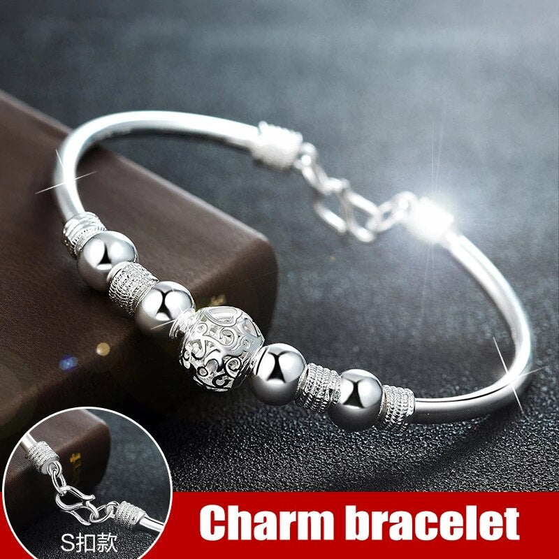 Christmas Gift 3 Style alloy Lucky Beads Charm Cuff Bracelets&Bangle For Women Elegant Adjustable Chain Wedding Jewelry sl096
